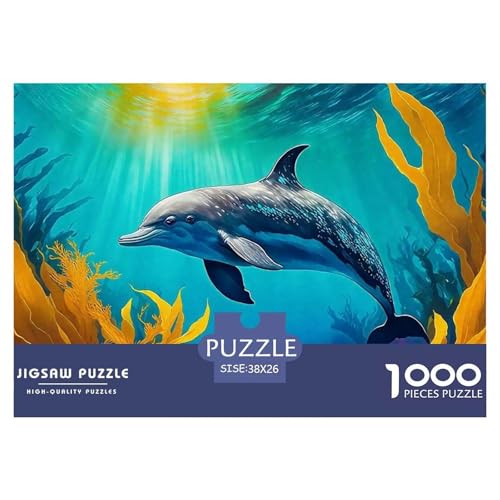 Delphin Puzzle 1000 Teilige Für Erwachsene Und Kinder Meerestiere Herausforderung Spiel Interaktives Spielzeug Home Dekoration in Bewährter Qualität 38x26cm/1000pcs von QTIVARLEN