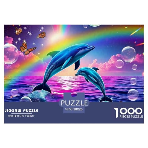 Delphin Puzzle 1000 Teilige Für Erwachsene Und Kinder Meerestiere Herausforderung Spiel Interaktives Spielzeug Home Dekoration in Bewährter Qualität 38x26cm/1000pcs von QTIVARLEN