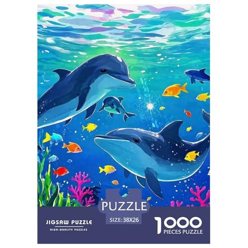 Delphin Puzzle 1000 Teilige Für Erwachsene Und Kinder Meerestiere Herausforderung Spiel Interaktives Spielzeug Home Dekoration in Bewährter Qualität 38x26cm/1000pcs von QTIVARLEN