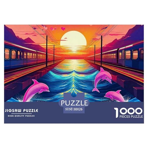 Delphin Puzzle 1000 Teilige Für Erwachsene Und Kinder Meerestiere Herausforderung Spiel Interaktives Spielzeug Home Dekoration in Bewährter Qualität 38x26cm/1000pcs von QTIVARLEN