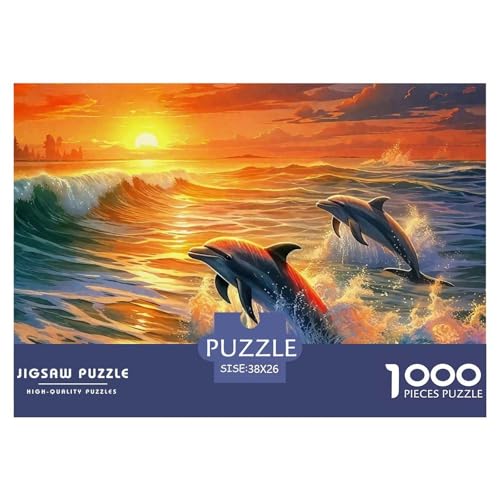 Delphin Puzzle 1000 Teilige Für Erwachsene Und Kinder Meerestiere Herausforderung Spiel Interaktives Spielzeug Home Dekoration in Bewährter Qualität 38x26cm/1000pcs von QTIVARLEN