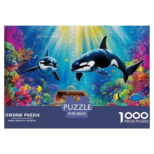 Delphin Puzzle 1000 Teilige Für Erwachsene Und Kinder Meerestiere Herausforderung Spiel Interaktives Spielzeug Wunderschönes Dekoration Clevere Rätsel 38x26cm/1000pcs von QTIVARLEN