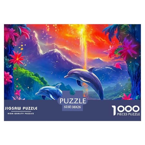 Delphin Puzzle 1000 Teilige Für Erwachsene Und Kinder Meerestiere Herausforderung Spiel Interaktives Spielzeug Wunderschönes Dekoration Clevere Rätsel 38x26cm/1000pcs von QTIVARLEN