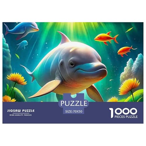 Delphin Puzzle 1000 Teilige Für Erwachsene Und Kinder Meerestiere Herausforderung Spiel Interaktives Spielzeug Wunderschönes Dekoration Clevere Rätsel 70x50cm/1000pcs von QTIVARLEN
