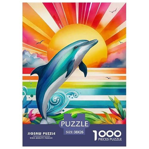 Delphin Puzzle 1000 Teilige Für Erwachsene Und Kinder Meerestiere Herausforderung Spiel Interaktives Spielzeug Wunderschönes Dekoration in Bewährter Qualität 38x26cm/1000pcs von QTIVARLEN
