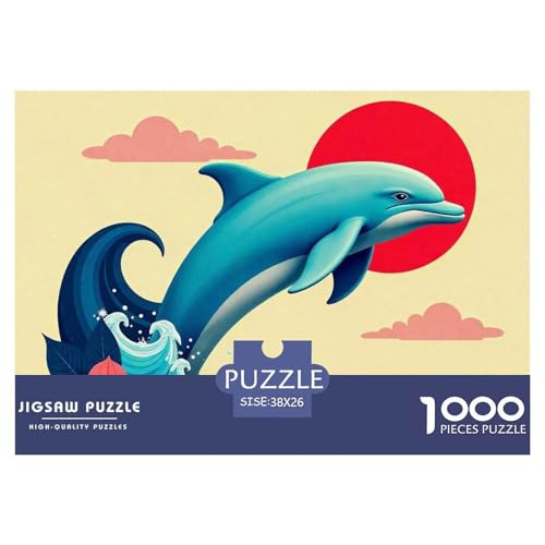 Delphin Puzzle 1000 Teilige Für Erwachsene Und Kinder Meerestiere Herausforderung Spiel Interaktives Spielzeug Wunderschönes Dekoration in Bewährter Qualität 38x26cm/1000pcs von QTIVARLEN