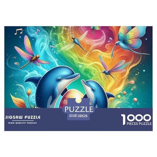 Delphin Puzzle 1000 Teilige Für Erwachsene Und Kinder Meerestiere Herausforderung Spiel Interaktives Spielzeug Wunderschönes Dekoration in Bewährter Qualität 38x26cm/1000pcs von QTIVARLEN