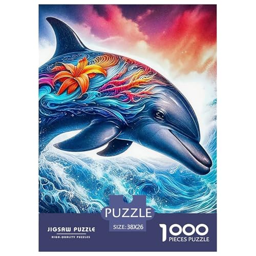 Delphin Puzzle 1000 Teilige Für Erwachsene Und Kinder Meerestiere Herausforderung Spiel Klassische Geschenk Home Dekoration Clevere Rätsel 38x26cm/1000pcs von QTIVARLEN