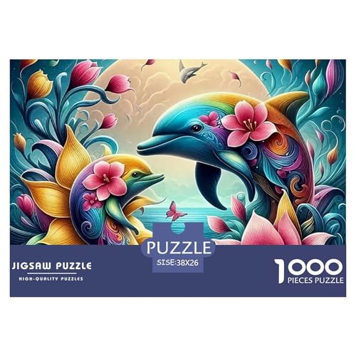 Delphin Puzzle 1000 Teilige Für Erwachsene Und Kinder Meerestiere Herausforderung Spiel Klassische Geschenk Home Dekoration Clevere Rätsel 38x26cm/1000pcs von QTIVARLEN