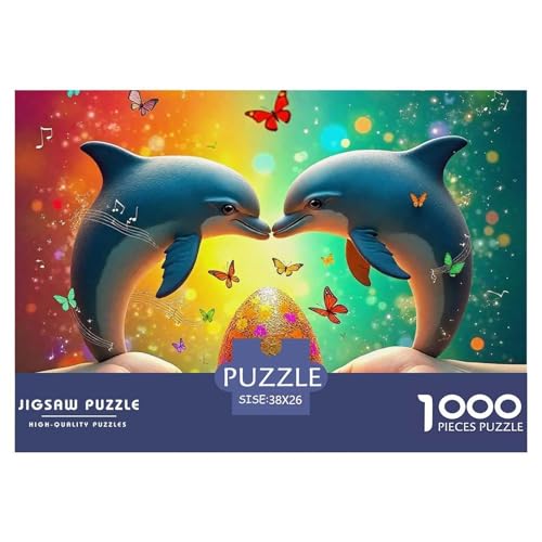 Delphin Puzzle 1000 Teilige Für Erwachsene Und Kinder Meerestiere Herausforderung Spiel Klassische Geschenk Home Dekoration in Bewährter Qualität 38x26cm/1000pcs von QTIVARLEN