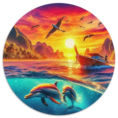 Delphin Puzzle 1000 Teilige Für Erwachsene Und Kinder Meerestiere Herausforderung Spiel Klassische Geschenk Wunderschönes Dekoration Clevere Rätsel 1000pcs (67.5x67.5cm) von QTIVARLEN
