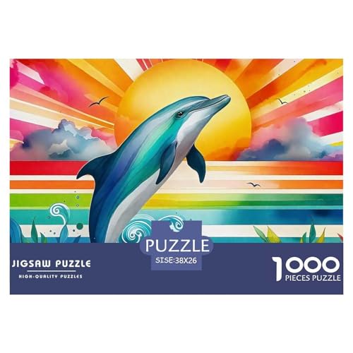 Delphin Puzzle 1000 Teilige Für Erwachsene Und Kinder Meerestiere Herausforderung Spiel Klassische Geschenk Wunderschönes Dekoration Clevere Rätsel 38x26cm/1000pcs von QTIVARLEN