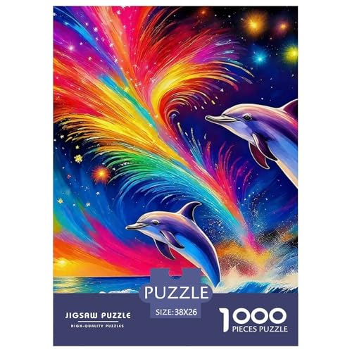 Delphin Puzzle 1000 Teilige Für Erwachsene Und Kinder Meerestiere Herausforderung Spiel Klassische Geschenk Wunderschönes Dekoration Clevere Rätsel 38x26cm/1000pcs von QTIVARLEN