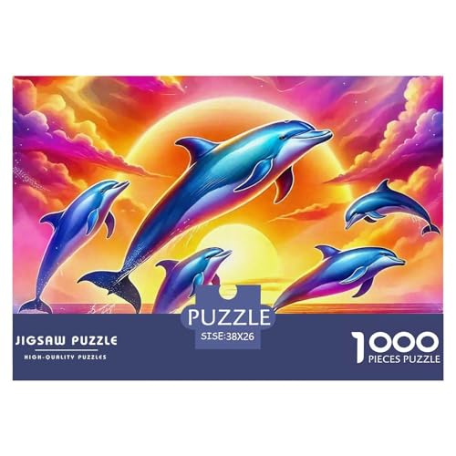 Delphin Puzzle 1000 Teilige Für Erwachsene Und Kinder Meerestiere Herausforderung Spiel Klassische Geschenk Wunderschönes Dekoration Clevere Rätsel 38x26cm/1000pcs von QTIVARLEN