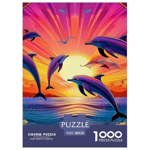 Delphin Puzzle 1000 Teilige Für Erwachsene Und Kinder Meerestiere Herausforderung Spiel Klassische Geschenk Wunderschönes Dekoration in Bewährter Qualität 38x26cm/1000pcs von QTIVARLEN