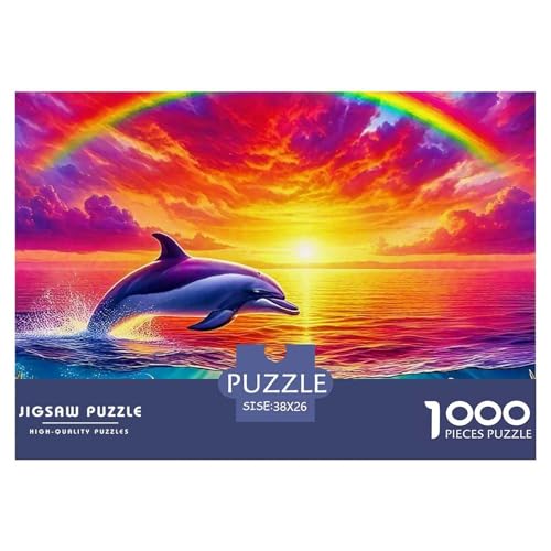 Delphin Puzzle 1000 Teilige Für Erwachsene Und Kinder Meerestiere Herausforderung Spiel Pädagogisches Spielzeug Home Dekoration Clevere Rätsel 38x26cm/1000pcs von QTIVARLEN