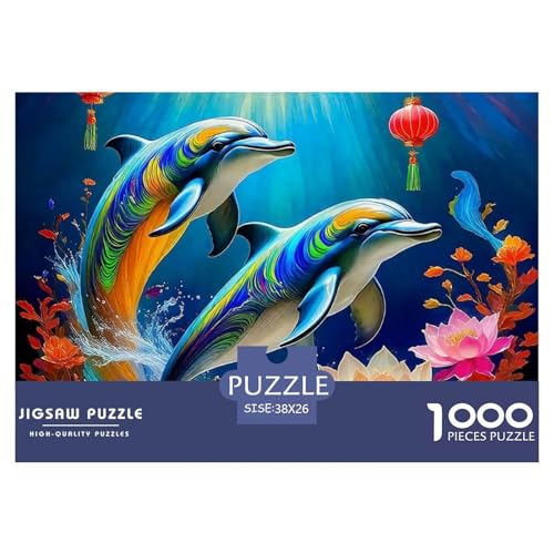 Delphin Puzzle 1000 Teilige Für Erwachsene Und Kinder Meerestiere Herausforderung Spiel Pädagogisches Spielzeug Home Dekoration in Bewährter Qualität 38x26cm/1000pcs von QTIVARLEN