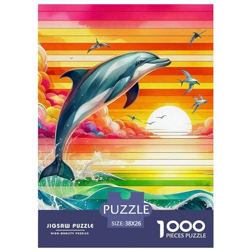Delphin Puzzle 1000 Teilige Für Erwachsene Und Kinder Meerestiere Herausforderung Spiel Pädagogisches Spielzeug Home Dekoration in Bewährter Qualität 38x26cm/1000pcs von QTIVARLEN
