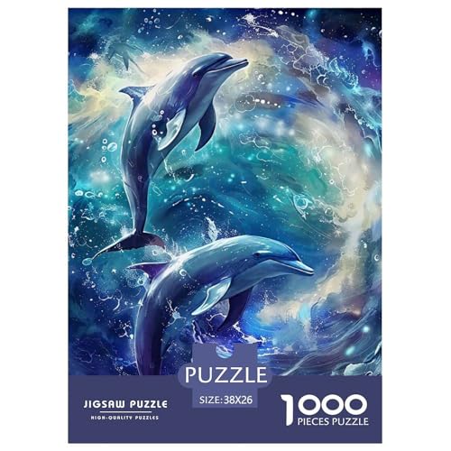 Delphin Puzzle 1000 Teilige Für Erwachsene Und Kinder Meerestiere Herausforderung Spiel Pädagogisches Spielzeug Wunderschönes Dekoration Clevere Rätsel 38x26cm/1000pcs von QTIVARLEN
