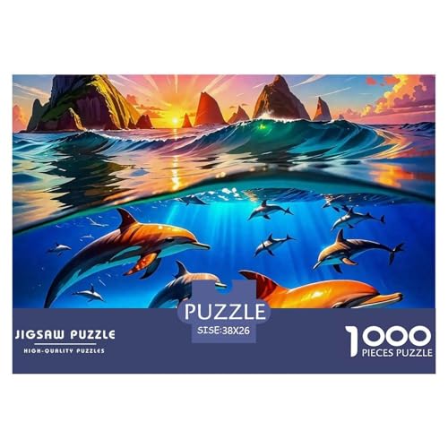 Delphin Puzzle 1000 Teilige Für Erwachsene Und Kinder Meerestiere Herausforderung Spiel Pädagogisches Spielzeug Wunderschönes Dekoration in Bewährter Qualität 38x26cm/1000pcs von QTIVARLEN