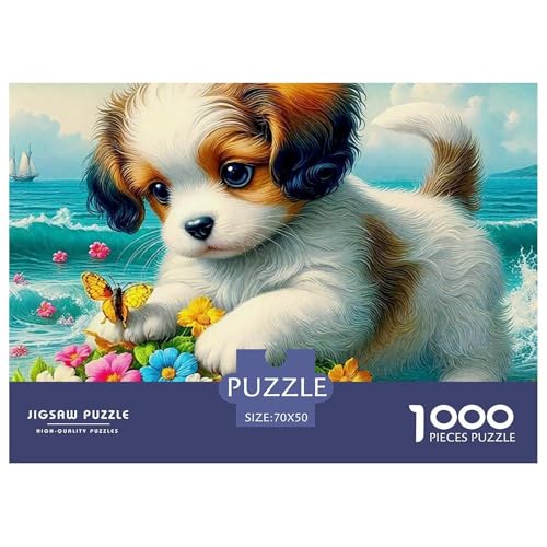 EIN lebendiger Hund Puzzle 1000 Teile Für Erwachsene Und Kinder Niedlicher Haustierhund Lernspiel Geschenk Home Dekoration Rätsel 70x50cm/1000pcs von QTIVARLEN