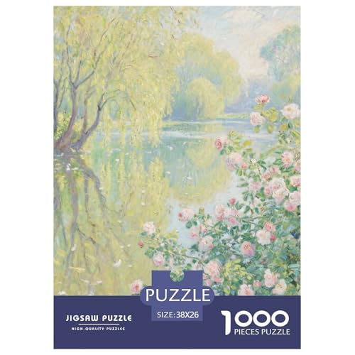 Fluss Stil Farbenfrohes Puzzle 1000 Stück Bewährter Qualität Für Erwachsene Und Kinder Schöne Landschaft Herausforderndes Rätsel Geschenke Für Frauen Wanddekoration 38x26cm/1000pcs von QTIVARLEN