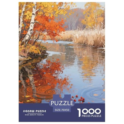 Fluss Stil Farbenfrohes Puzzle 1000 Stück in Bewährter Qualität Für Erwachsene Kinder Schöne Landschaft Geschicklichkeitsspiel Geschenke Männer Home Dekoration 70x50cm/1000pcs von QTIVARLEN