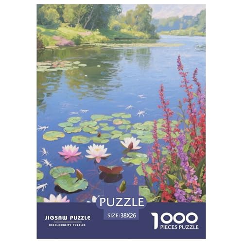 Fluss Stil Farbenfrohes Puzzle 1000 Stück in Bewährter Qualität Für Erwachsene Kinder Schöne Landschaft Herausforderndes Rätsel Geschenke Frauen Home Dekoration 38x26cm/1000pcs von QTIVARLEN