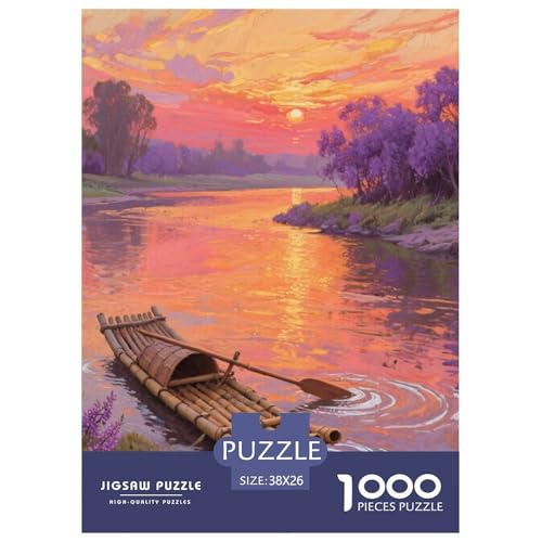 Fluss Stil Farbenfrohes Puzzle 1000 Stück in Bewährter Qualität Für Erwachsene Kinder Schöne Landschaft Herausforderndes Rätsel Geschenke Frauen Wanddekoration 38x26cm/1000pcs von QTIVARLEN