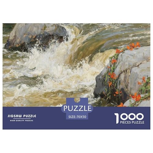 Fluss Stil Farbenfrohes Puzzle 1000 Stück in bewährter Qualität Für Erwachsene Und Kinder Herausforderndes Rätsel Geschenke Für Männer Wanddekoration 70x50cm/1000pcs von QTIVARLEN