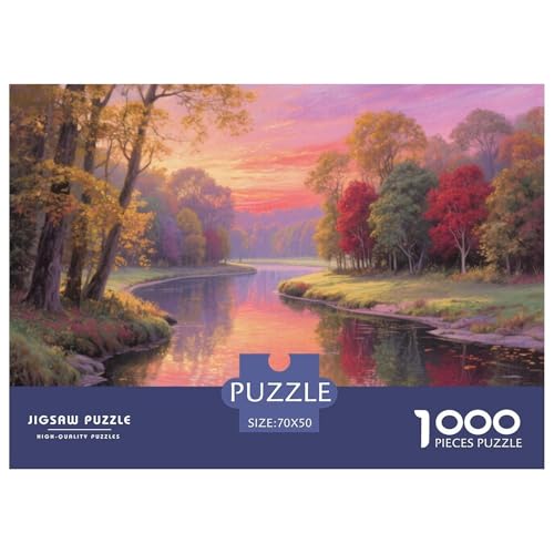 Fluss Stil Farbenfrohes Puzzle 1000 Teile in bewährter Qualität Für Erwachsene Und Kinder Geschicklichkeitsspiel Geschenke Für Frauen Wanddekoration 70x50cm/1000pcs von QTIVARLEN