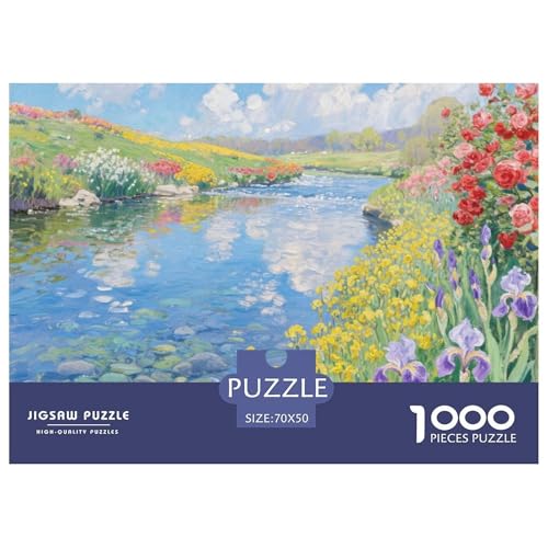Fluss Stil Farbenfrohes Puzzle 1000 Teile in bewährter Qualität Für Erwachsene Und Kinder Herausforderndes Rätsel Geschenke Für Frauen Wanddekoration 70x50cm/1000pcs von QTIVARLEN