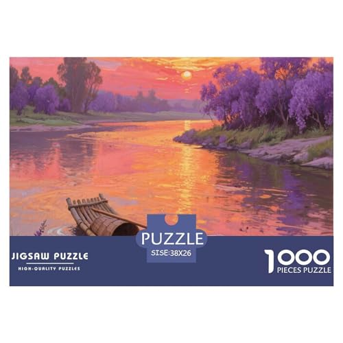 Fluss Stil Farbenfrohes Puzzle 1000 Teile in bewährter Qualität Für Erwachsene Und Kinder Puzzlespiele Für Familie Geschenke Für Männer Home Dekoration 38x26cm/1000pcs von QTIVARLEN