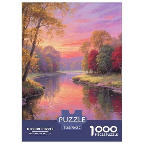 Fluss Stil Puzzles 1000 Teile in Bewährter Qualität Für Erwachsene Kinder Schöne Landschaft Herausforderndes Rätsel Geschenke Männer Home Dekoration 70x50cm/1000pcs von QTIVARLEN
