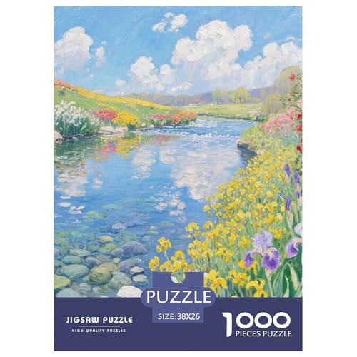 Fluss Stil Puzzles 1000 Teile in Bewährter Qualität Für Erwachsene Kinder Schöne Landschaft Puzzlespiele Familie Geschenke Frauen Pädagogisches Spielzeug 38x26cm/1000pcs von QTIVARLEN
