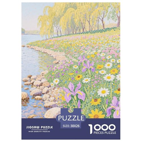 Flussblick Stil Farbenfrohes Puzzle 1000 Stück in Bewährter Qualität Für Erwachsene Kinder Schöne Landschaft Geschicklichkeitsspiel Geschenke Männer Home Dekoration 38x26cm/1000pcs von QTIVARLEN