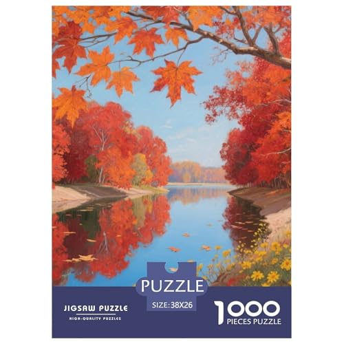 Flussblick Stil Farbenfrohes Puzzle 1000 Stück in Bewährter Qualität Für Erwachsene Kinder Schöne Landschaft Puzzlespiele Familie Geschenke Männer Pädagogisches Spielzeug 38x26cm von QTIVARLEN