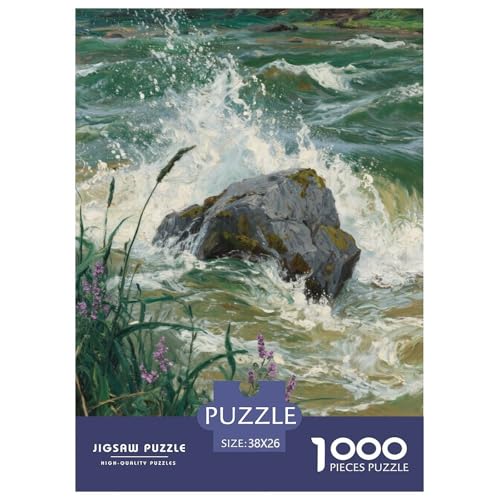 Flussblick Stil Farbenfrohes Puzzle 1000 Teile in Bewährter Qualität Für Erwachsene Kinder Schöne Landschaft Herausforderndes Rätsel Geschenke Männer Home Dekoration 38x26cm/1000pcs von QTIVARLEN
