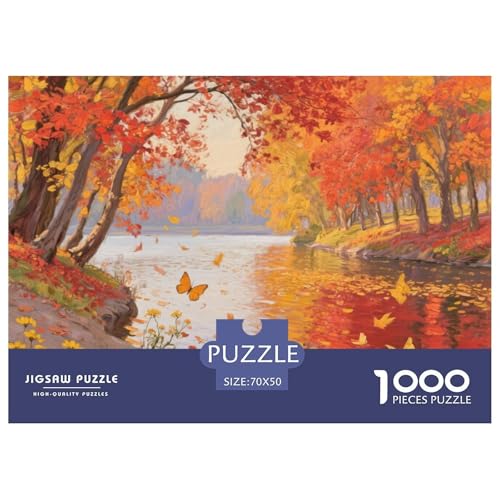 Flussblick Stil Farbenfrohes Puzzle 1000 Teile in bewährter Qualität Für Erwachsene Und Kinder Geschicklichkeitsspiel Geschenke Für Frauen Wanddekoration 70x50cm/1000pcs von QTIVARLEN