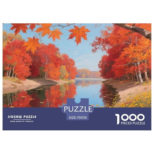 Flussblick Stil Farbenfrohes Puzzle 1000 Teile in bewährter Qualität Für Erwachsene Und Kinder Puzzlespiele Für Familie Geschenke Für Frauen Pädagogisches Spielzeug 70x50cm von QTIVARLEN
