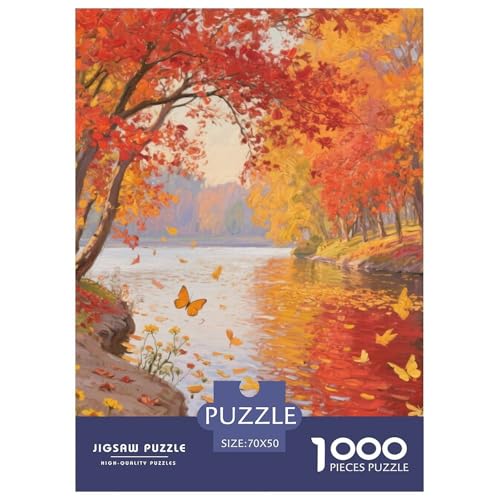 Flussblick Stil Puzzles 1000 Teile in Bewährter Qualität Für Erwachsene Kinder Schöne Landschaft Herausforderndes Rätsel Geschenke Frauen Home Dekoration 70x50cm/1000pcs von QTIVARLEN