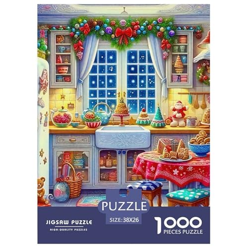 Frohe Weihnachten Puzzle 1000 Teile Für Erwachsene Und Kinder Weihnachtsstil Herausforderung Spiel Interaktives Spielzeug Home Dekoration Clevere Rätsel 38x26cm/1000pcs von QTIVARLEN