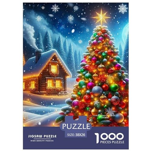 Frohe Weihnachten Puzzle 1000 Teile Für Erwachsene Und Kinder Weihnachtsstil Herausforderung Spiel Interaktives Spielzeug Wunderschönes Dekoration in Bewährter Qualität 38x26cm/1000pcs von QTIVARLEN