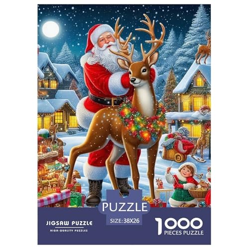 Frohe Weihnachten Puzzle 1000 Teile Für Erwachsene Und Kinder Weihnachtsstil Herausforderung Spiel Klassische Geschenk Wunderschönes Dekoration in Bewährter Qualität 38x26cm/1000pcs von QTIVARLEN