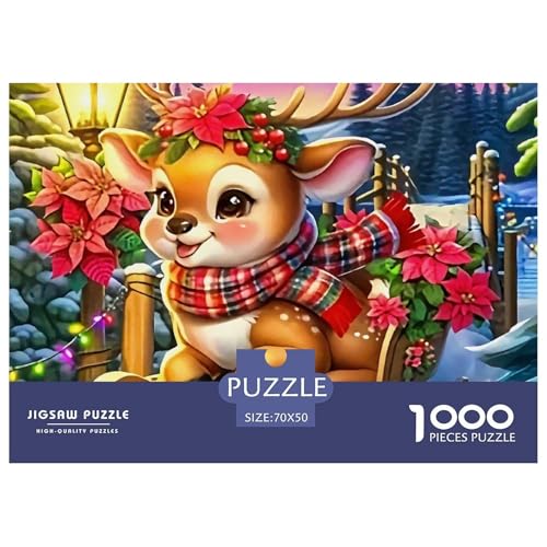 Frohe Weihnachten Puzzle 1000 Teile Für Erwachsene Und Kinder Weihnachtsstil Herausforderung Spiel Klassische Geschenk Wunderschönes Dekoration in Bewährter Qualität 70x50cm/1000pcs von QTIVARLEN