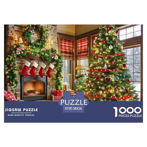 Frohe Weihnachten Puzzle 1000 Teile Für Erwachsene Und Kinder Weihnachtsstil Impossible Geschicklichkeitsspiel Klassische Geschenk Home Dekoration Clevere Rätsel 38x26cm/1000pcs von QTIVARLEN
