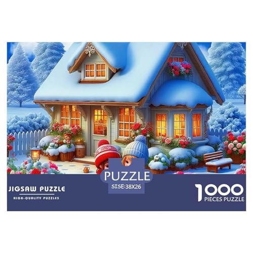 Frohe Weihnachten Puzzle 1000 Teile Für Erwachsene Und Kinder Weihnachtsstil Lernspiel Interaktives Spielzeug Wunderschönes Dekoration in Bewährter Qualität 38x26cm/1000pcs von QTIVARLEN