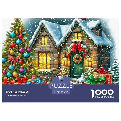 Frohe Weihnachten Puzzle 1000 Teilige Für Erwachsene Und Kinder Weihnachtsstil Herausforderung Spiel Pädagogisches Spielzeug Wunderschönes Dekoration Clevere Rätsel 70x50cm/1000pcs von QTIVARLEN