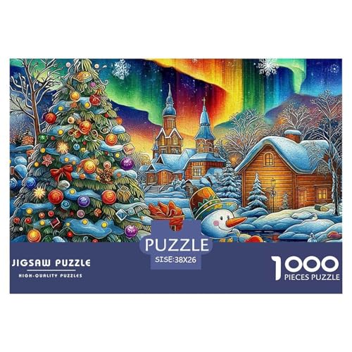 Frohe Weihnachten Puzzle 1000 Teilige Für Erwachsene Und Kinder Weihnachtsstil Impossible Geschicklichkeitsspiel Klassische Geschenk Home Dekoration Clevere Rätsel 38x26cm/1000pcs von QTIVARLEN