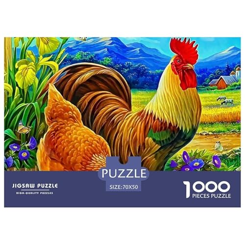 Hahn Puzzle 1000 Teile Für Erwachsene Und Kinder Schwanz Herausforderung Spiel Klassische Geschenk Home Dekoration Clevere Rätsel 70x50cm/1000pcs von QTIVARLEN